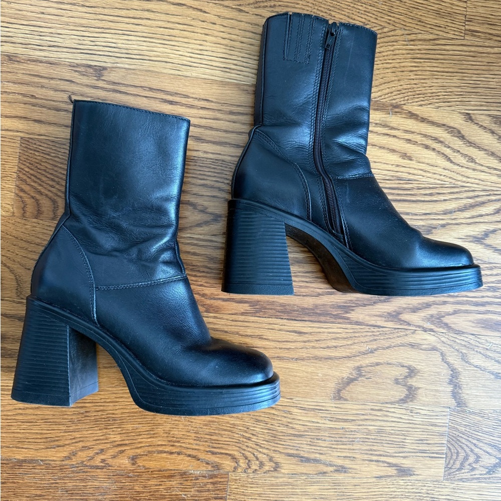 Steve Madden Fantsie Black Leather Women's Ankle Boots